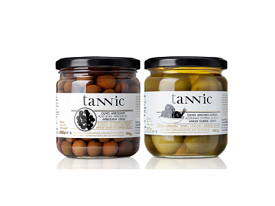 Tannic Arbequina Olives & Whole Gordal Olives branding design foodpackaging ligature font package design typeface typography