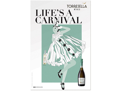 Life is a carnival, Torresella branding design illustration post wine