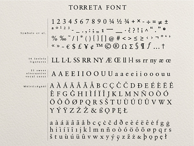 Torreta font, specimen 1 editorial design ligature font serif specimen typeface typography