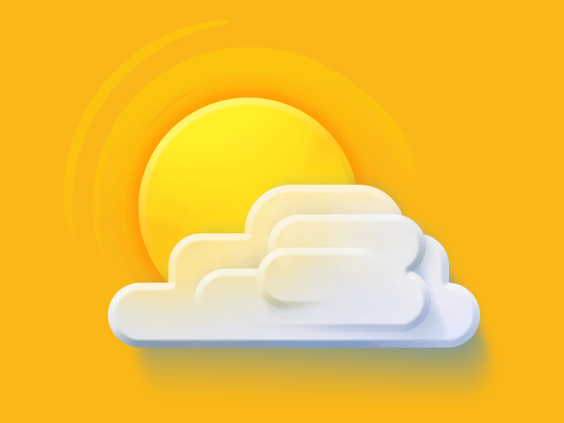 Animated cloudy sun icon animation app beach cloud clouds gif illustration orange sun sunny weather yellow