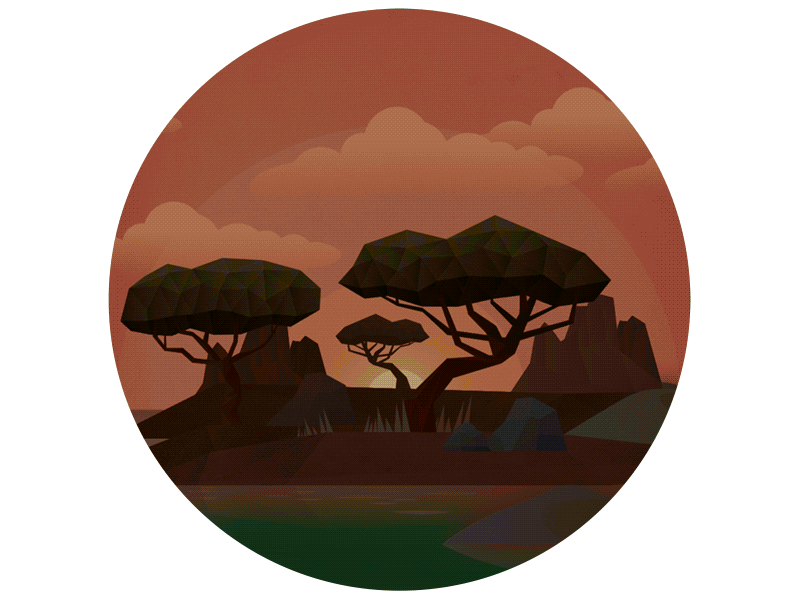 Africa by day and night africa animation app day gif illustration nature night sun sunrise transition trees