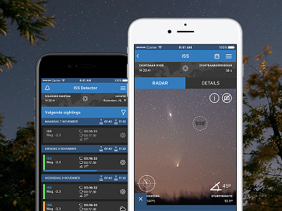 ISS Detector app app ar augmented interface ios ipad iphone list reality satellite sky stars