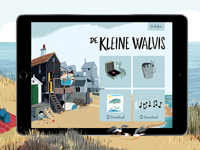 De Kleine Walvis: app begin screen