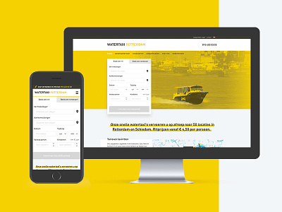 Watertaxi Rotterdam website mobile reservation responsive taxi tool water web website yellow