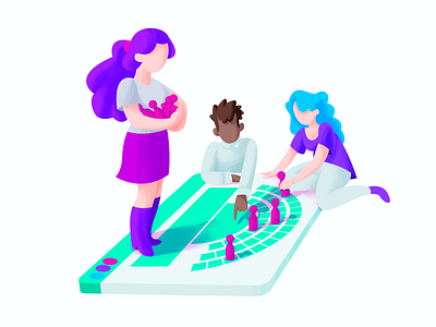 Ovatic seat management branding collaborate collaborating colleagues game gradient illustration illustrations illustrator management pawns planning startup svg ticketing vector