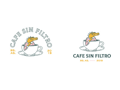 Cafe sin filtro animal coffee logo vintage