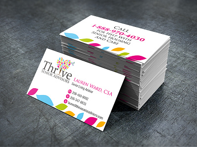 Thrive Senior Advisors Business Card Design advisors brochure elders senior seniors thrive trifold