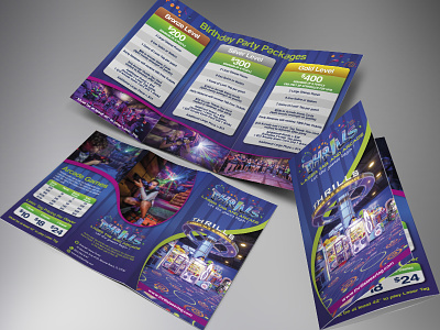 Thrills Laser Tag & Arcade Brochure Tri-fold arcade beochure games laser tag party thrill thrills tri fold trifold