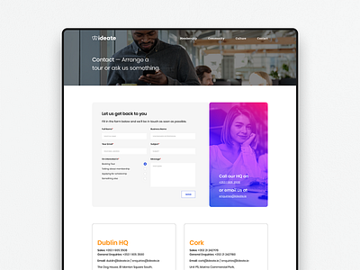 Ideate — Contact brand branding colour design digital identity logo ui webdesign website