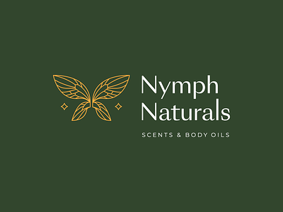 Nymph Naturals — Horizontal Logo (Negative) brand branding colour design fairy graphic design identity illustration logo massage oil vector