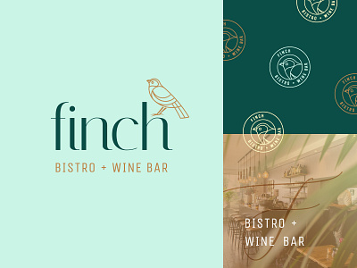 Finch — French Bistro Brand Card bistro brand branding bronze colour cream design graphic design green identity illustration logo restaurant turquoise vector