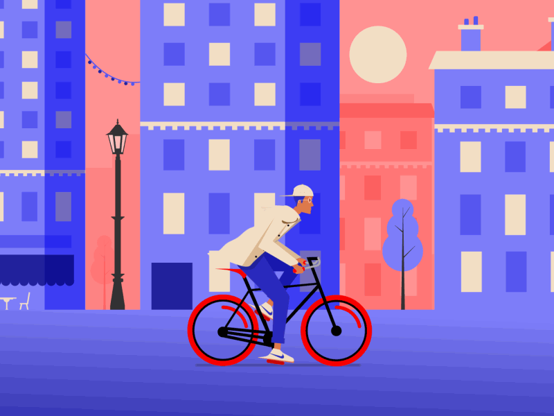 BICYCLE IN MOTION 2d animation adobe animation artwork bicycle bike character character design colors design design graphic designer drawing flat design flat illustrator hipster illustration illustrator minimal vector