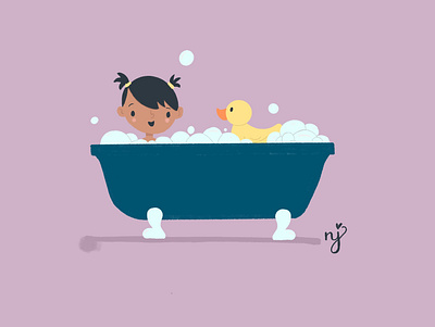 Bath time 2d after effects design illustration kidlitart procreate