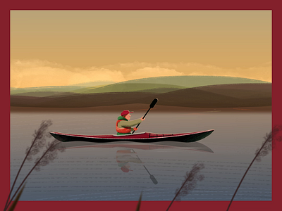 Calm waters... NaBu - Blue Ribbon Detail 2d after effects animation bts canoe cycle illustration mountains nature paddle parallax river shape layers water waves