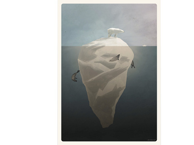 Paper Titanic bear iceberg illustration landscape ocean