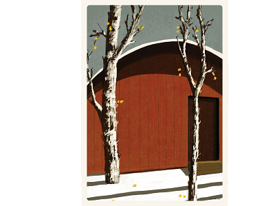 Winter at the door illustration landscape trees winter