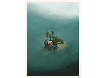 cast away illustration island landscape sea