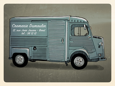 Citroen cars illustration vintage