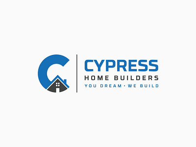 Cypress Home Builders logo blue branding building design home house icon illustrator logo minimal vector