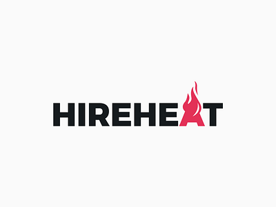 Hireheat logo branding design fire flame flat for sale icon illustrator logo pink typography vector