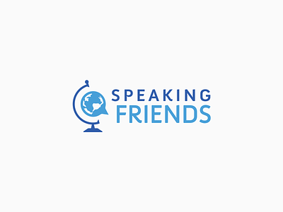 Speaking Friends logo concept blue branding darkblue design for sale globe illustrator international language language school learning logo school speaking