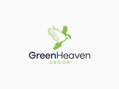 GreenHeaven logo concept animal animals bird bird logo branding design flat green illustrator logo vector wings