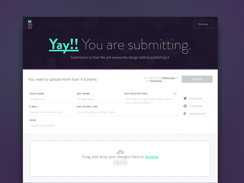 UI Haus submit form label page sign up design website landing