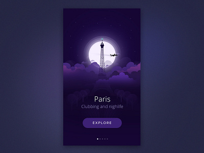 Paris nightlife city illustration intro ios night paris start ui ux