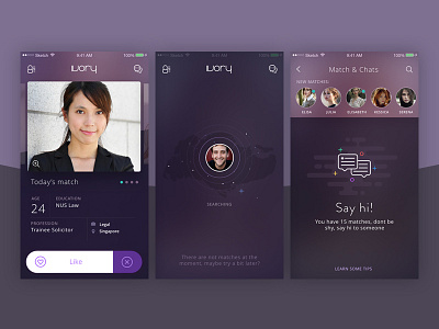 Dating app app dark date dating purple tinder ui ux