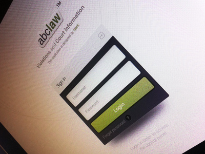 A new iPad application box dark green grey interface ipad law light loading login screen shadow ui