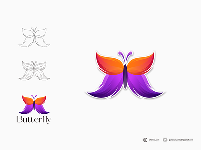 butterfly gradient logo branding coreldraw design illustration ilustration ilustrator logo sketch ui vector