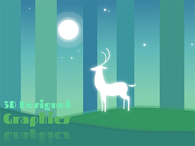 Glowing Deer deer forest illustration moon night