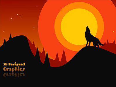 The Lone Wolf hills illustration lonewolf sunset