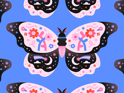 🦋 botanical illustration brand identity branding butterfly colorful graphic design illustration moon moth pattern design surface design