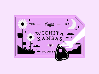 Wichita Kansas Ouija Board brand identity clouds geometric illustration kansas minimal planchette sunflower wichita witch