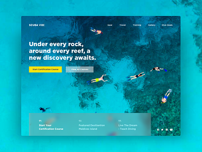 Exploration colourful dive surf ui ux website