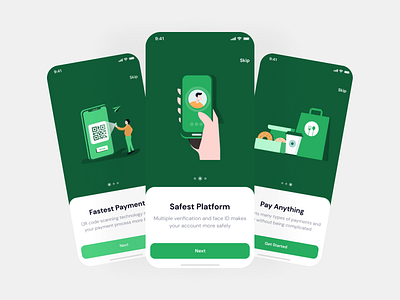 Wallet Onboarding app branding design example illustration intro ui vector