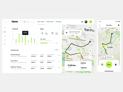 Trava Activity Tracker Mobile / Web App branding design graphic design illustration logo mobile design prod product design typography ui vector web design