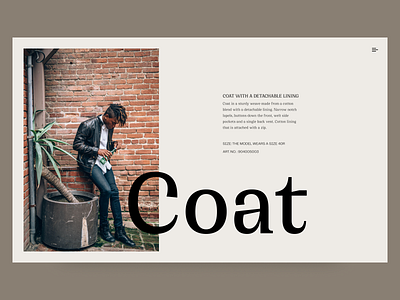 Shopping coat branding clean design fashion header minimal shop typography ui ux visual web