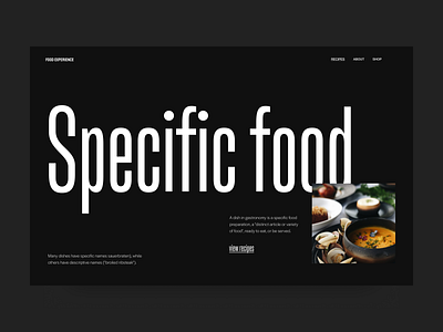 specific food dark clean dark design minimal typogaphy ui ux visual web website