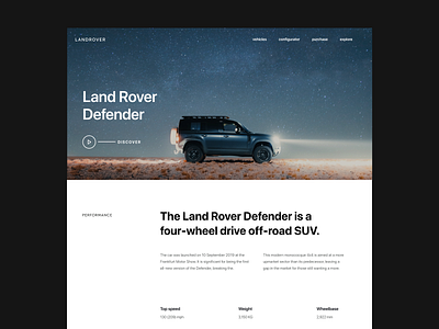 Land Rover branding car design header minimal typography ui ux visual web website