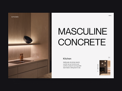 Concrete Kitchen clean design header minimal typography ui ux web