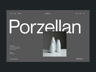 Porzellan branding clean design header minimal shop typography ui ux visual web