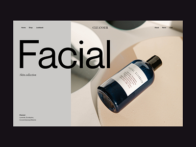 Facial skin collection branding clean design header minimal typography ui ux visual web