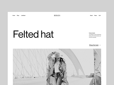 Shop felted hat branding design header minimal shop typography ui ux visual web
