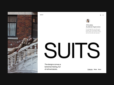 Suits webshop branding design header minimal shop typography ui ux visual web website