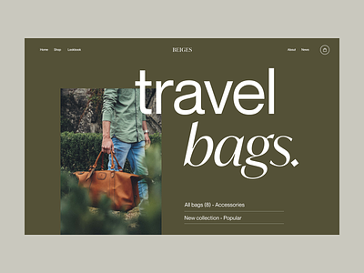 Travel bags bags branding clean design header minimal shop travel typography ui ux web