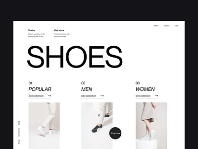 shoes shop branding clean design header minimal shop typography ui ux web