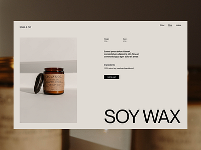 soy wax shop branding design header minimal shop typography ui ux web webdesign