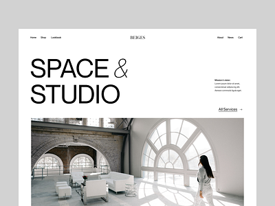 Space design studio branding clean design header minimal shop typography ui ux visual web